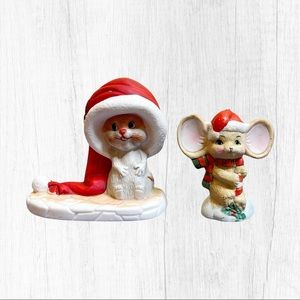 Christmas mouse decor figures set of 2